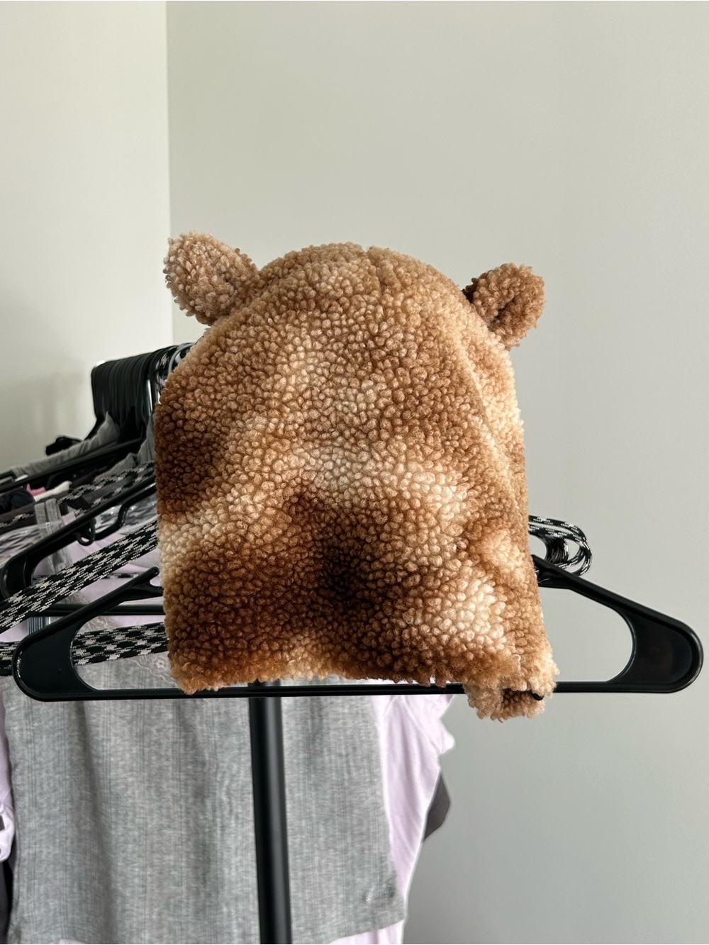 Brown Teddy Sherpa Beanie Hat with Ears